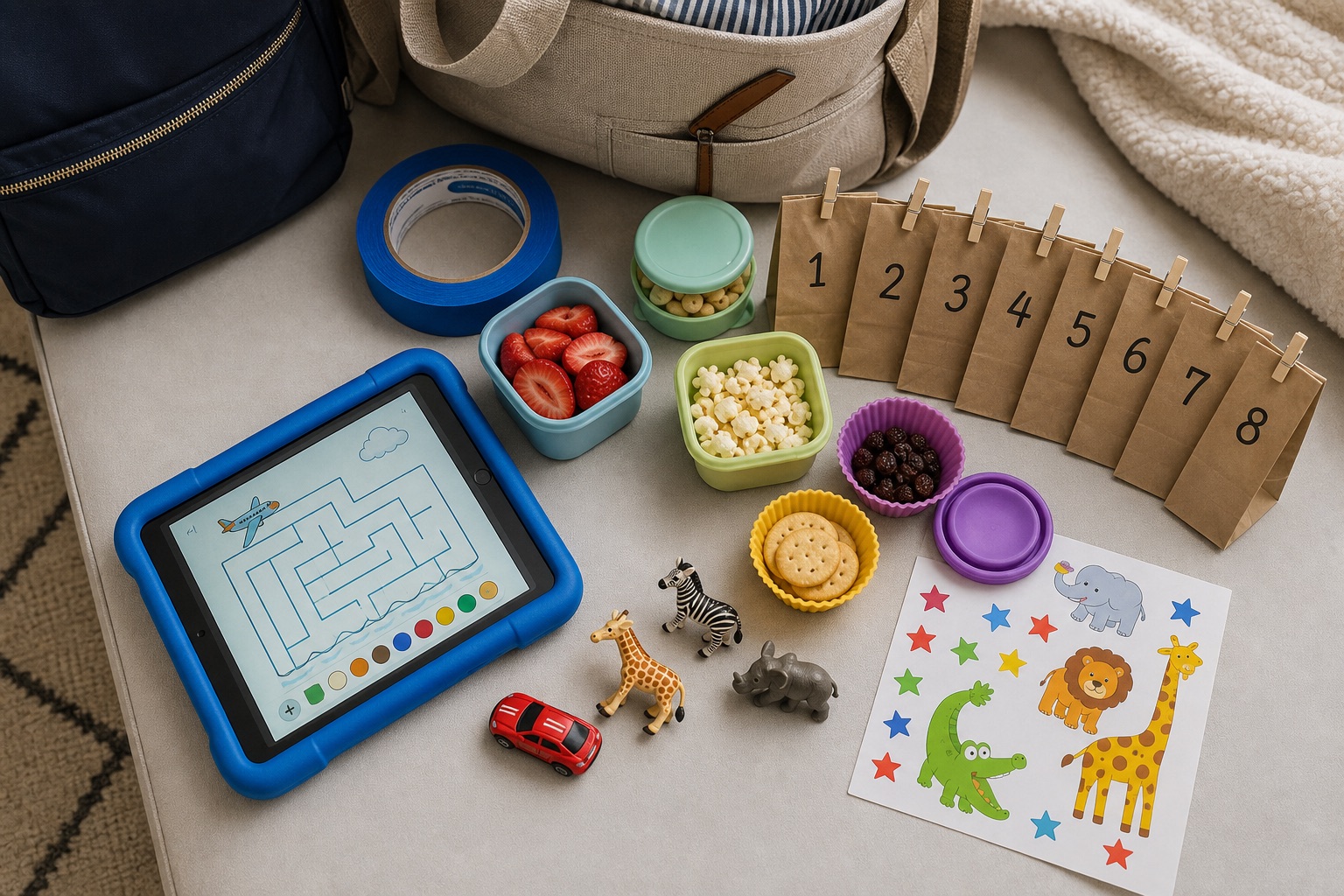 Airplane activity kit for a three-year-old.