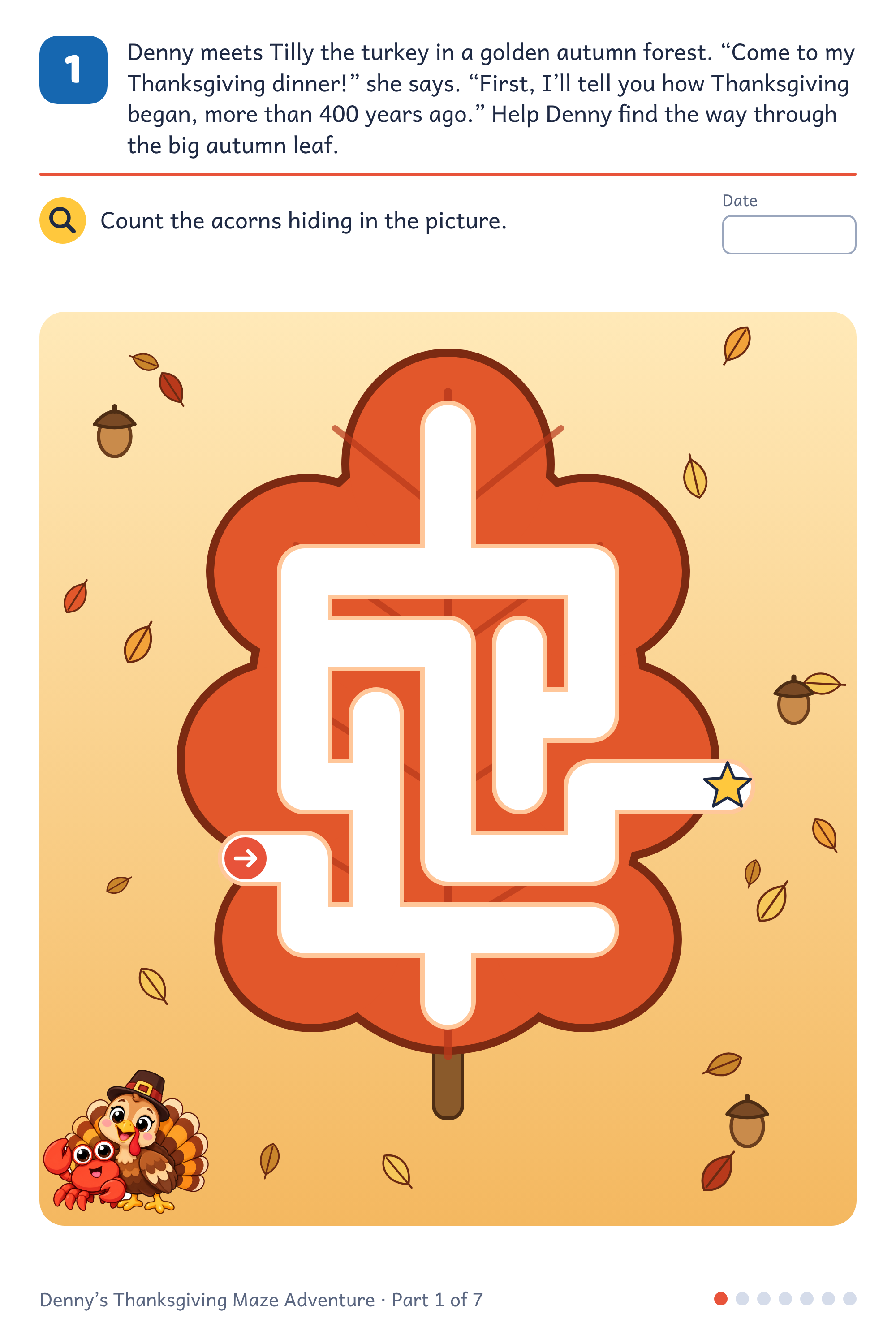 7 Free Thanksgiving Story Maze Printables preview